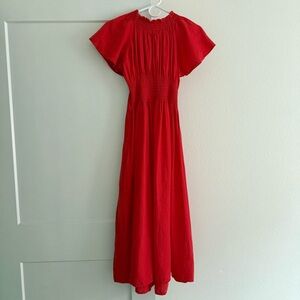 ZARA Red Rustic Short Sleeved Dress